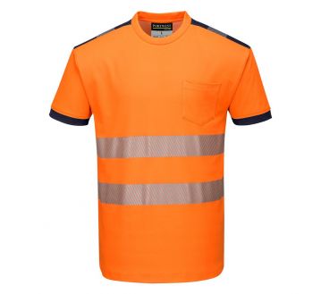 T-shirt haute visibilité anti-UV PORTWEST - Orange/Noir face
