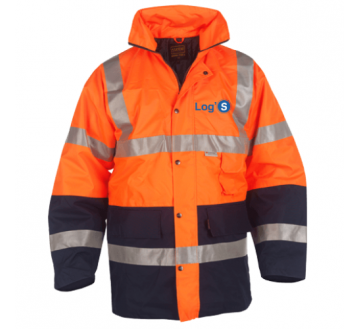 PARKA DE SIGNALISATION ORANGE/MARINE P90 + TRANSFERT COEUR LOG'S BLEU