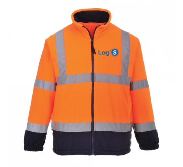 BLOUSON POLAIRE HAUTE ORANGE VISIBILITE F301 PORTWEST + BRODERIE COEUR LOG'S BLEU