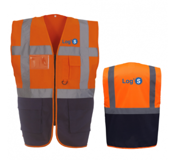 GILET DE SIGNALISATION YHVW801 TOPTEX + TRANSFERT COEUR ET DOS LOG'S BLEU