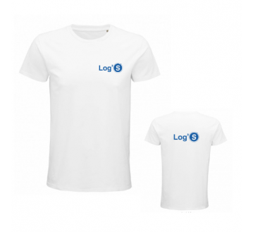 TEE-SHIRT HOMME PIONEER ORANGE ET BLANC LOG'S 03565 SOL'S + TRANSFERT COEUR LOG'S BLEU