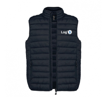 GILET DOUDOUNE SANS MANCHES MARINE HOMME K6113 KARIBAN + BRODERIE COEUR LOG'S BLANC