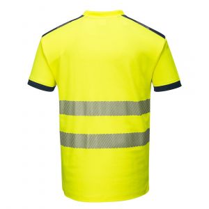 T-shirt haute visibilité anti-UV PORTWEST - Jaune/Marine dos