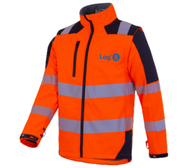 SOFTSHELL KITA HAUTE VISIBILITE - T2S + TRANSFERT COEUR "LOG'S" MARINE SANS BASELINE